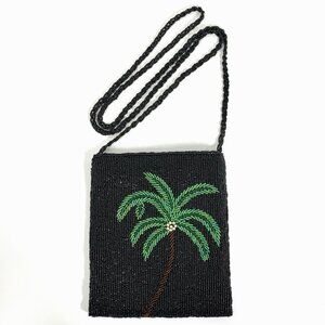 ERMO Tropical Palm Tree Florida Vacation Crossbody Shoulder Bag Beaded Purse